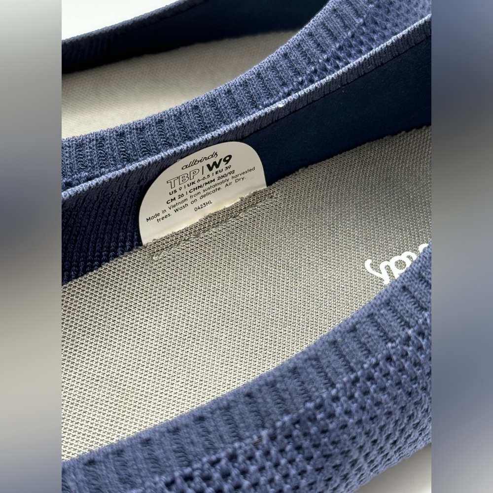 Allbirds Blue Tree Breezer Point Ballet Flats, Hazy Indigo Blue, Size 9 - Picture 7 of 8